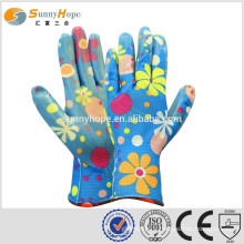 sunnyhope pattern Nitrile Dipped Nylon knit gloves with 13gauge